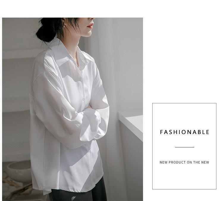 Elegant Loose White Shirt for Women - Spring & Autumn, High-End French Design with a Professional, Slightly Mature Hong Kong Style.