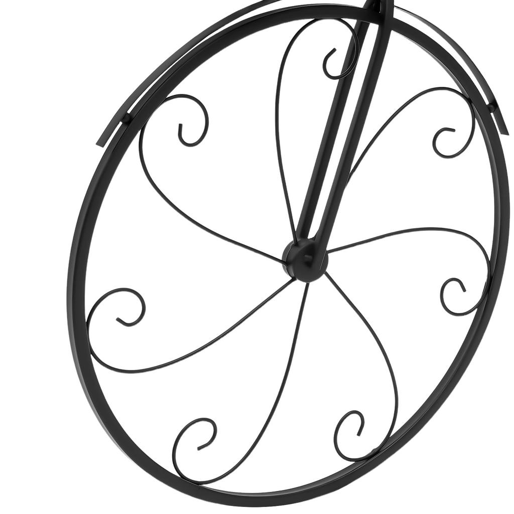 Dreirad Pflanzenständer 3-stufig Fahrrad Blumentopf DIY Eisen 22.05lbs Schwarz für Zuhause Garten Terrasse Eingangsbereiche Sonnige Fenster