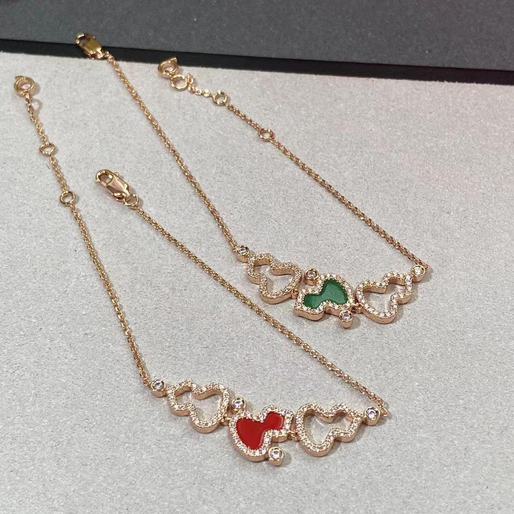 High-End Qilin Family 18K Rose Gold Bracelet with Red Chalcedony & White Mother-of-Pearl