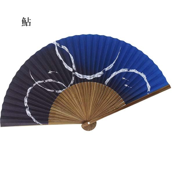 Kimono folding Ayu Karaki 22cm [Stylish Iroha] Kyoto-style fan, (sweetfish) design, wood, Men's,