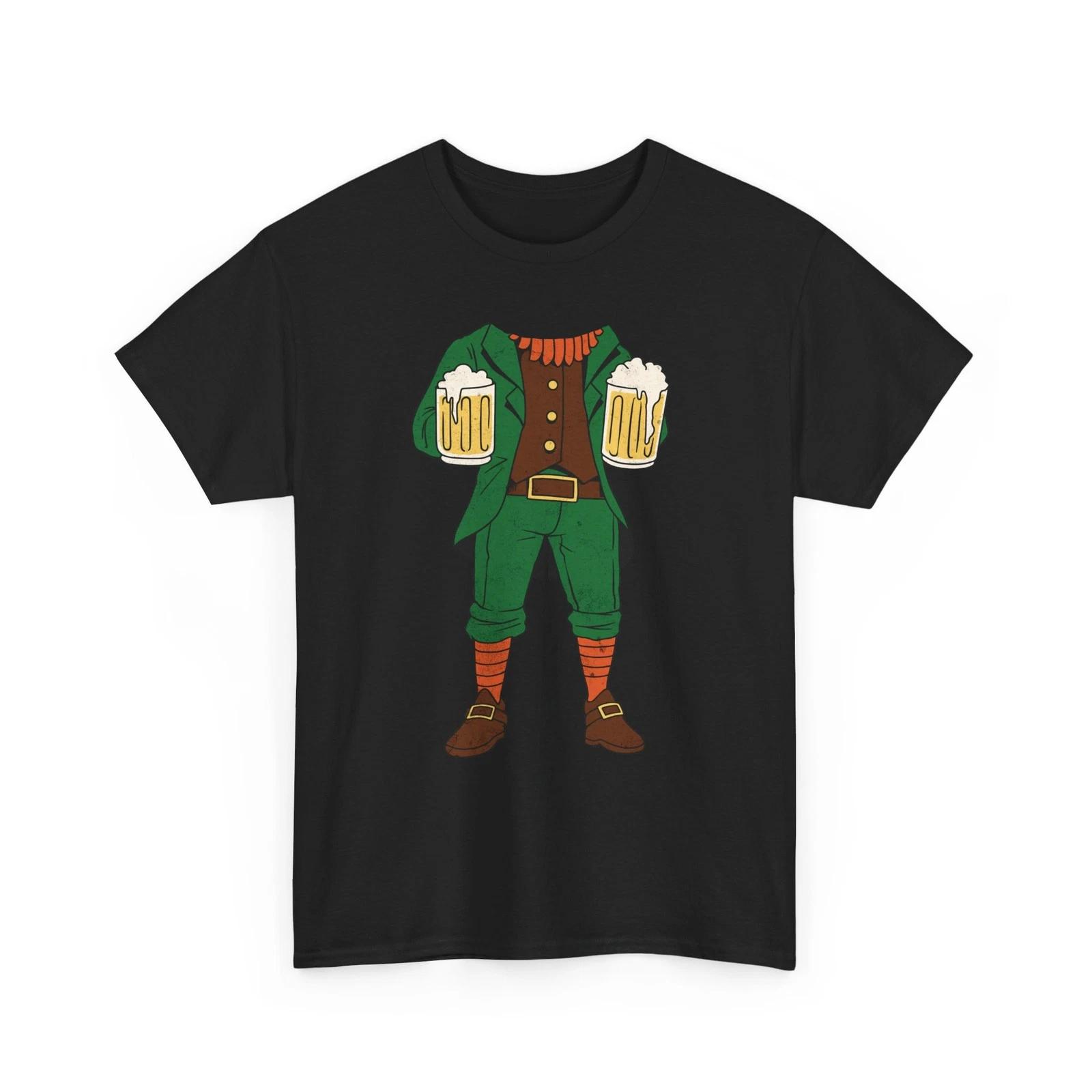 St. Patrick s Day Funny Leprechaun Body Holding Beer T-Shirt St. Paddy s Day 2XL