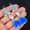 925 Sterling Silver Pear Blue Sapphire Stone Hook Drop Dangle Earrings Jewelry