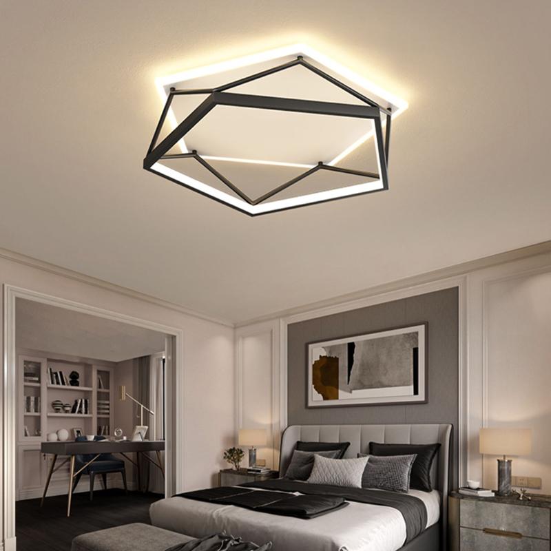 LED Chandelier for Living Room Bedroom Square Ring Industrial Ceiling Decor Lamp Black Home Lighting Modern Minimalist Fixtures