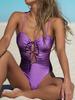 Hollow Out Swimsuit Women Swimwear Sexy One Piece Suits Solid Color Beachwear 2025 New Bathing Suit Bandage Bodysuit