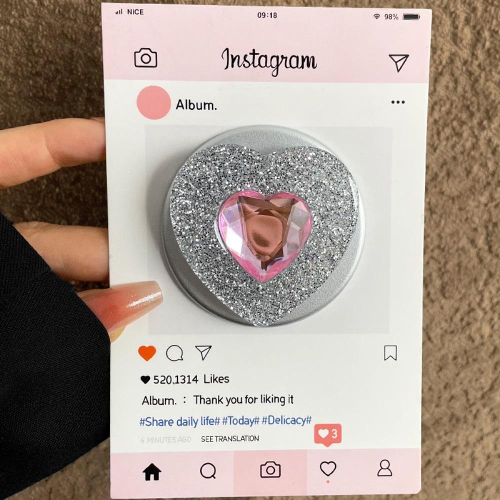 For Magsafe Magnetic Phone Holder Luxury Glitter Rhinestone Heart Simple Design Expandable Foldable Strong Magnetic Airbag Stand