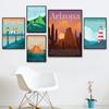 Colourful Retro Travel Posters Nordic Landscape Famous City Canvas Prints Egypt Paris Mexio Fiji Norway Mural Picture Home Decor