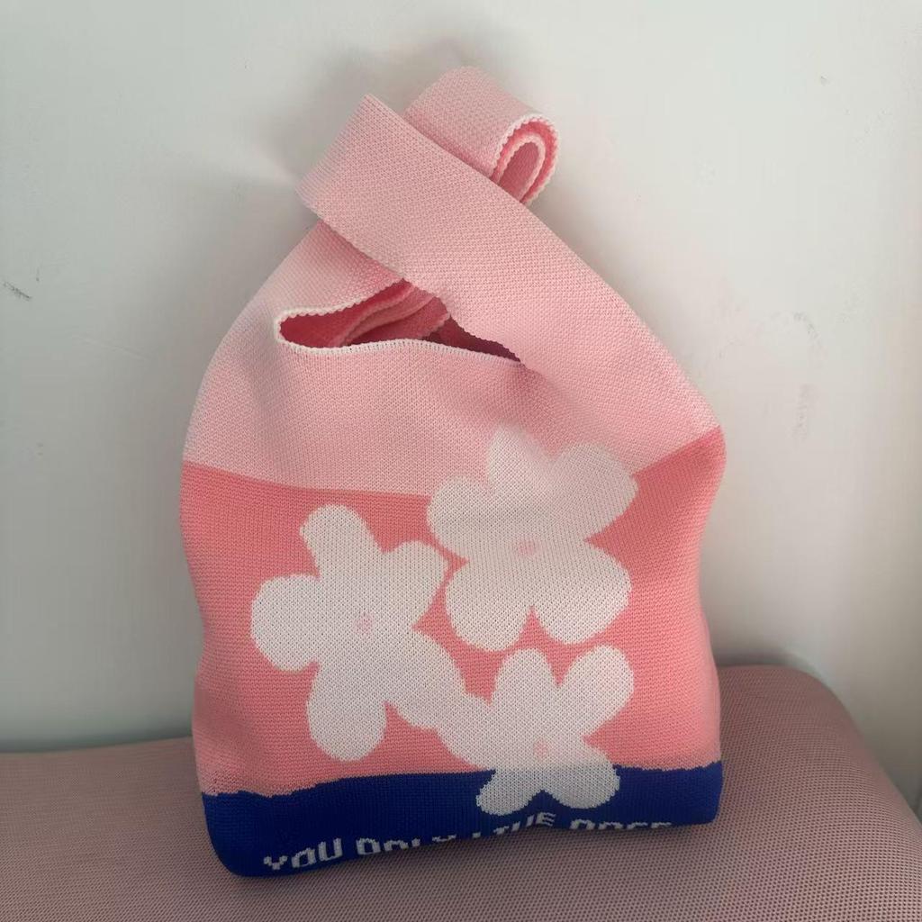 Handmade Cute Panda Knitted Tote - Versatile Women's Woven Handbag