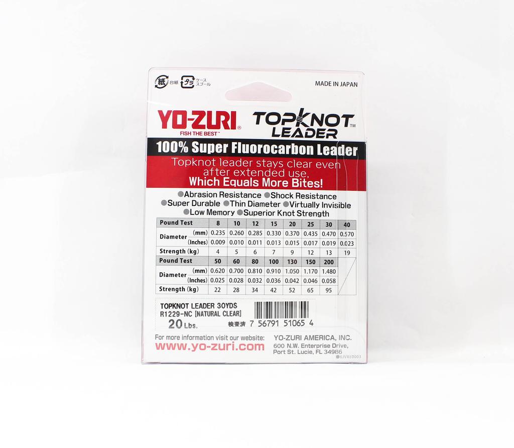 Yo Zuri Duel Topknot Leader Fluorocarbon 20lb 30yds 0.37mm R1229-NC (0654)