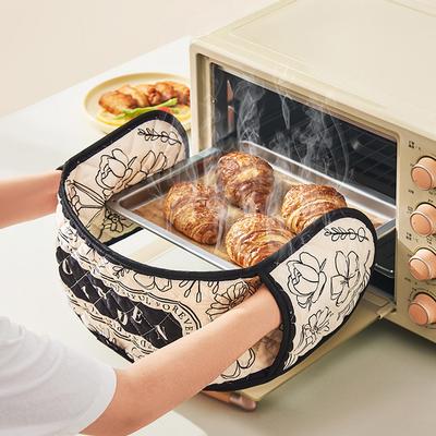 2PCS Household Thickened Heat Insulation Gloves Baking High Temperature Resistant Gloves Kitchen Oven Microwave Special Gloves