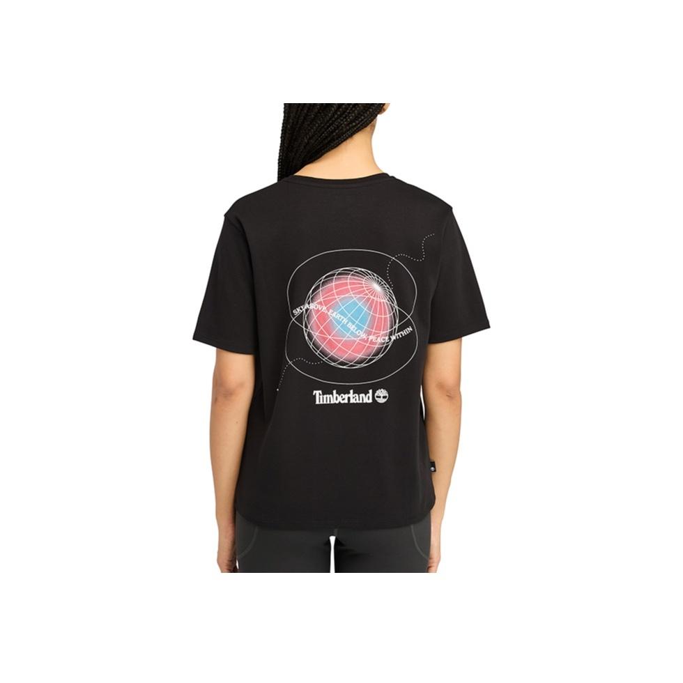 Timberland Rückenaufdruck Outdoor Atmungsaktiv Geruchsresistent Kurzarm T-Shirt Damen Tops Schwarz A65VB-001