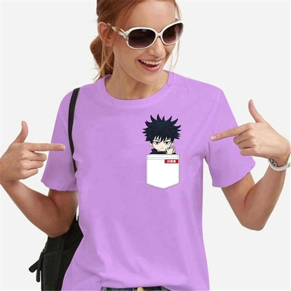 Maglietta Divertente per Donne Adolescenti T-shirt Abbigliamento Vintage Streetwear Uomo Tasca Intelligenza Fumetto Quotidiano Stile Harajuku Moda