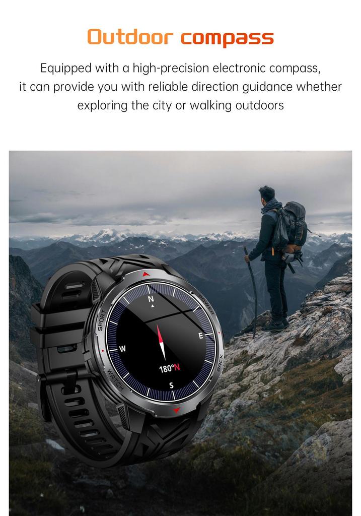 KT88 Smartwatch: HD Large Screen, Flashlight, Multi-Sport Tracking, Health Monitor, Waterproof