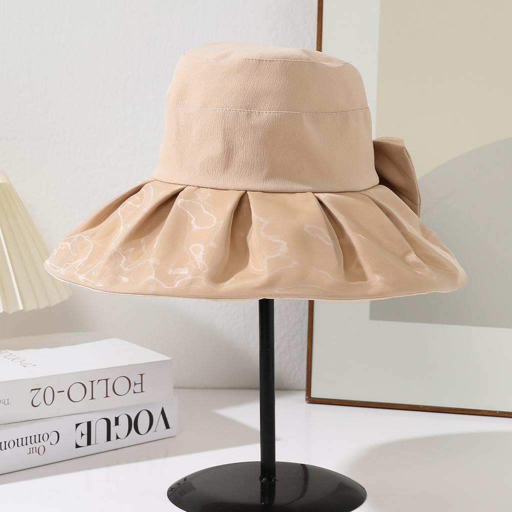 New solid color sun hat women's sun protection and UV protection summer big brim showing face small versatile fisherman hat