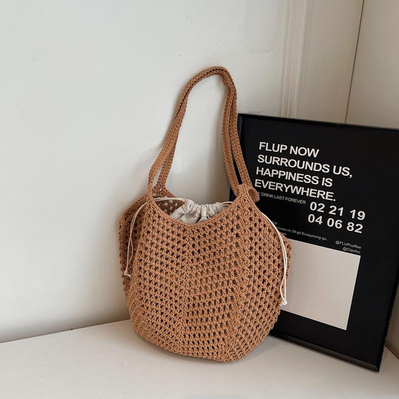 

Latest Summer Beach Straw Woven Tote Bag For Women 2-IN-1 Hollow-out Lightweight Large Capacity Shopper Shoulder Bag Female 36x30x10cm