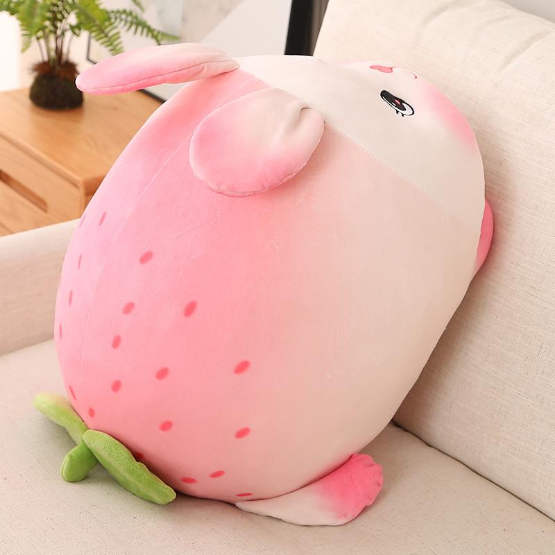 Latest Lovely Pink Strawberry Rabbit Plush Playthings Gentle Cartoon Bunny Animal Stuffed Doll Present Sleeping Cute And Charming Pillows