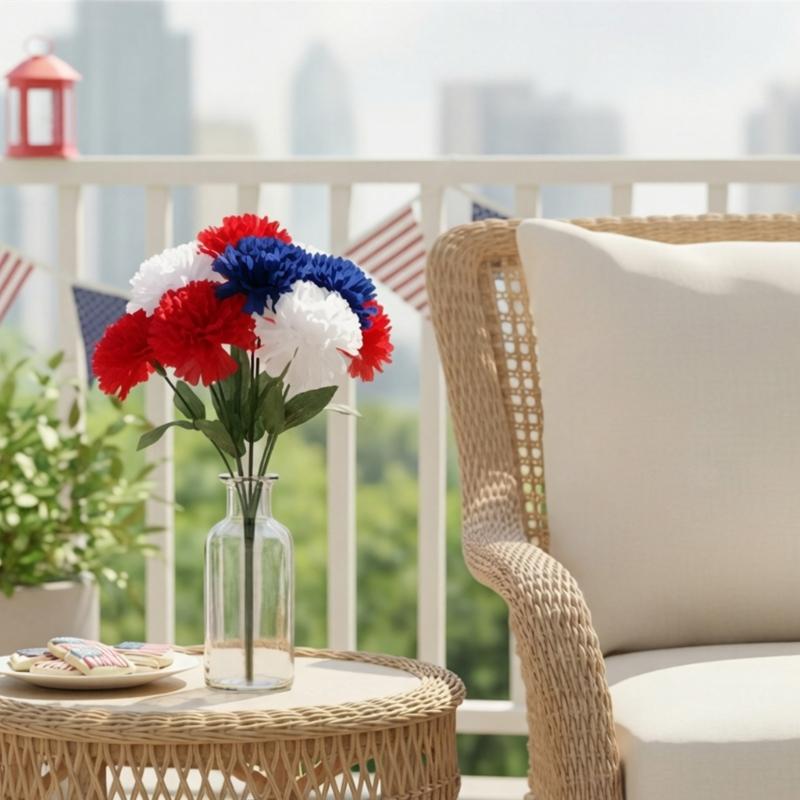Independence Day Flower Arrangement Realistic Artificial Plastic Flower For July 4th Holiday Party Table Centerpiecess