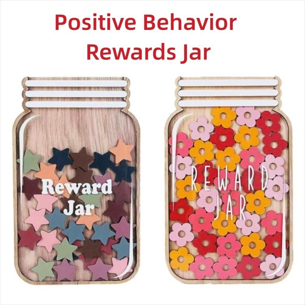 Cartoon Positive Behavior Rewards Jar Flower Classroom Reward Jar with Tokens  School