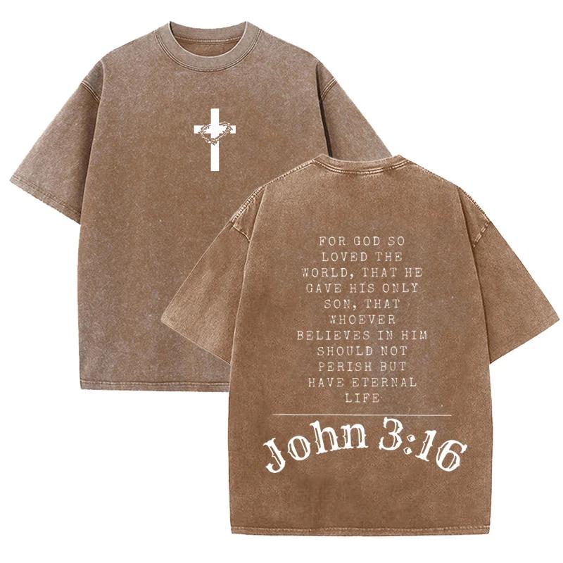 Vintage Black Christian T Shirt John  Scripture Front Back Print Oversized Tee