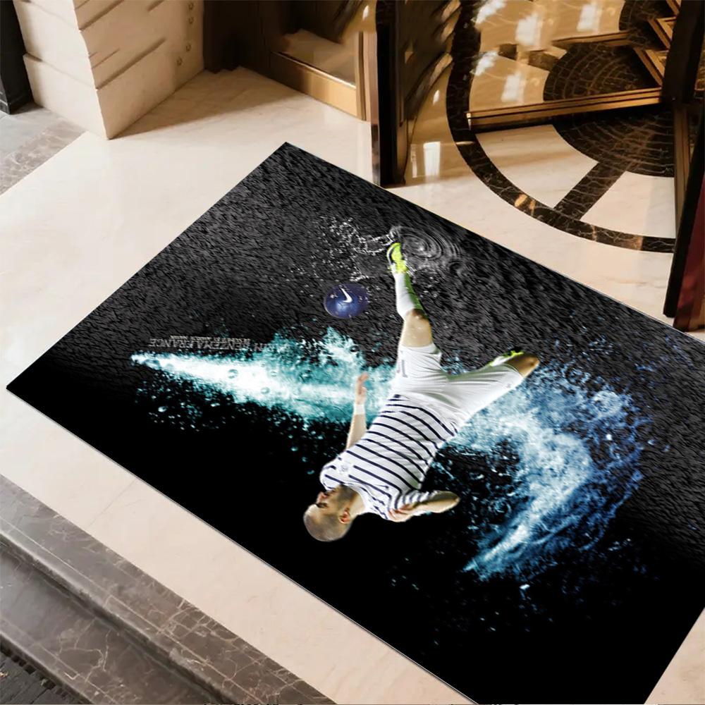 Soccer Player Through Wall Area Rug Suitable for Outdoor Entryway Game Room Playrooms Antislip Carpet Office home decor Wedding Party Gift