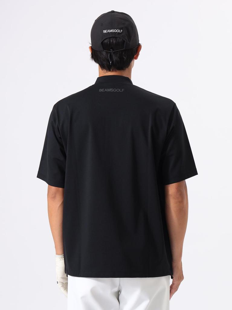 Beams Golf Orange Label Mock Neck Shirt with Drawcord Size S Men's Half-Zip Hem, Stretch, Black,