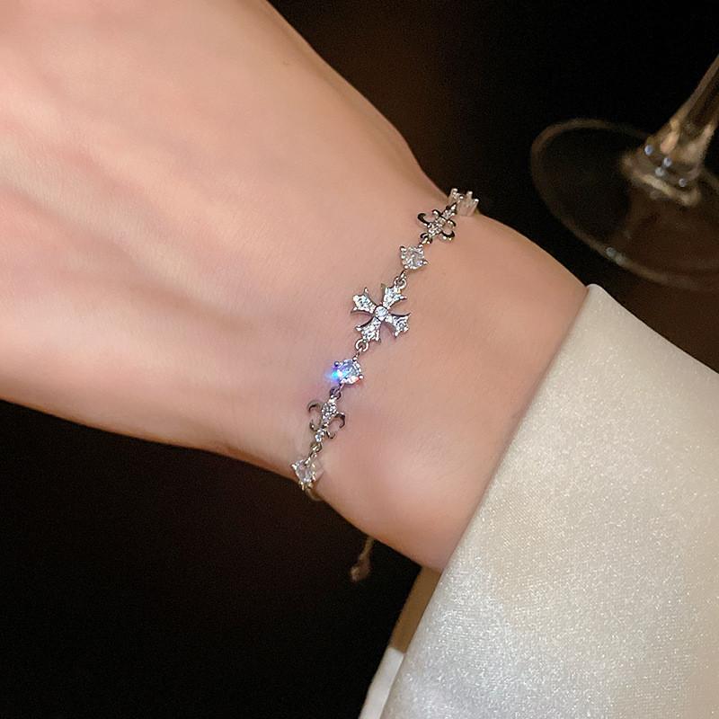 Iris Blume Zirkon Kreuz Verstellbares Armband Für Frauen Modeschmuck Geschenk Für Sie