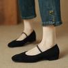 New Four-season Casual Single Shoes Solid Color Suede Size Women's Shoes Round Head Buckle Low Heel Flat Heel Lazy Single Shoes Women
