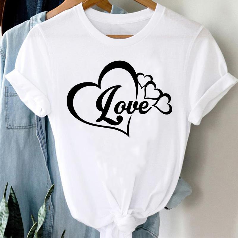 (Asian Size)  Clothing Tee Print Lady T Shirt sweet flower trend 90s Fashion Women Casual Top Short Sleeve Female Graphic T-shirts