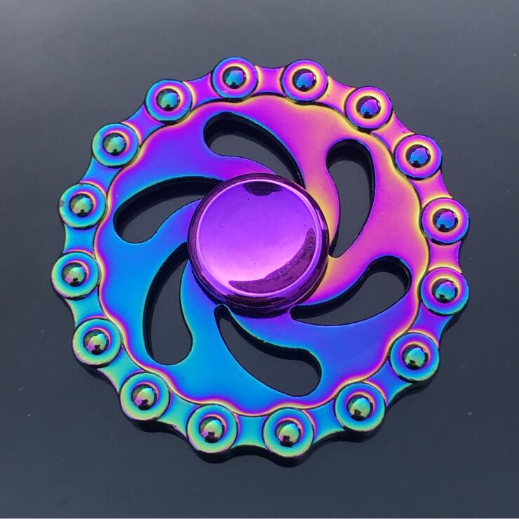 Colorful Zinc Alloy Fidget Spinner: Black Tech Stress-Relief Toy for Students and Kids.
