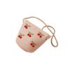 Children Foldable Woven Straw Bag Summer Girl Shoulder Bags Red Cherries Kids Handbags Beach Travel Crossbody Bags Small Wallets