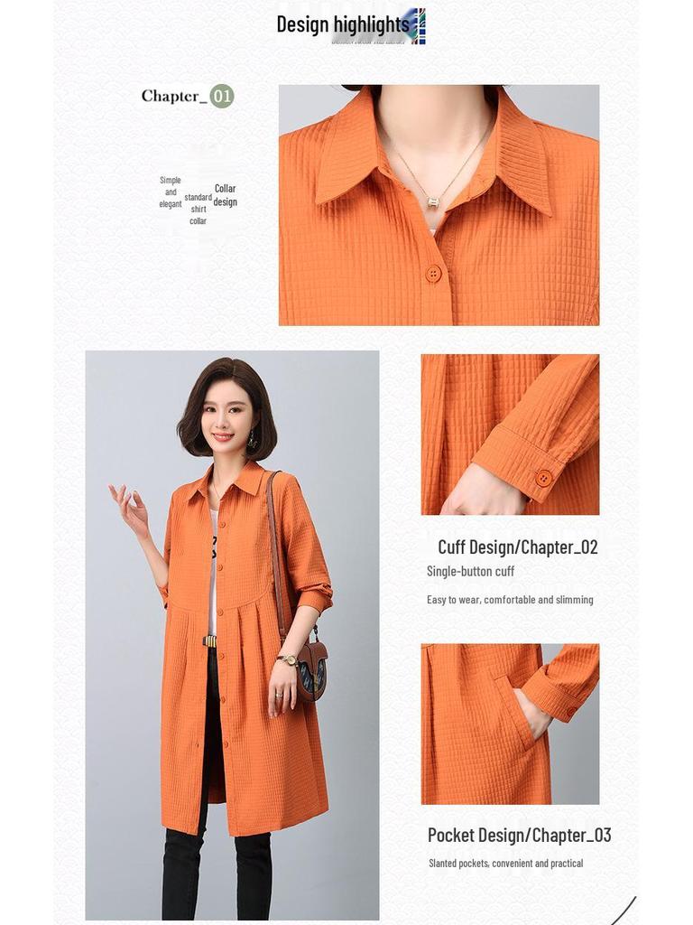 2024 Women's Mid-Length Trench Coat: Chic Spring & Autumn Fashion for Mature Women