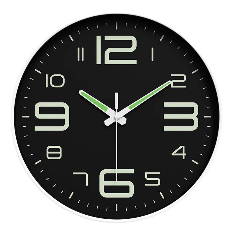 10 Inch Modern Glow in The Dark Wall Clock Non-Ticking Silent Movement Night Light Clock Decorative for Home Living Room Office