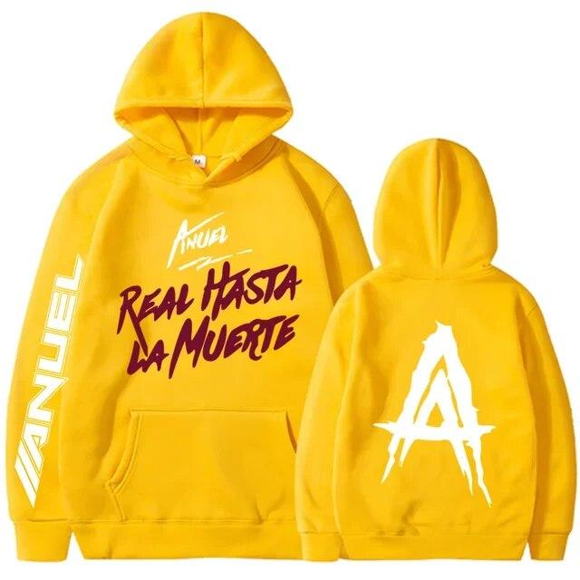 

2023Новинка Anuel AA с принтом толстовки с капюшоном пальто Real Hasta La Muerte повседневный спортивный костюм костюм унисекс женская одежда пуловер в стиле аниме XL