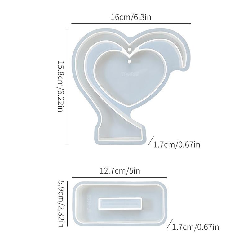 New Sale Heart-shaped Photo Frame Pendulum Base Silicone Mold, DIY Crystal Epoxy Resin Mold, DIY Photo Frame Ornament.