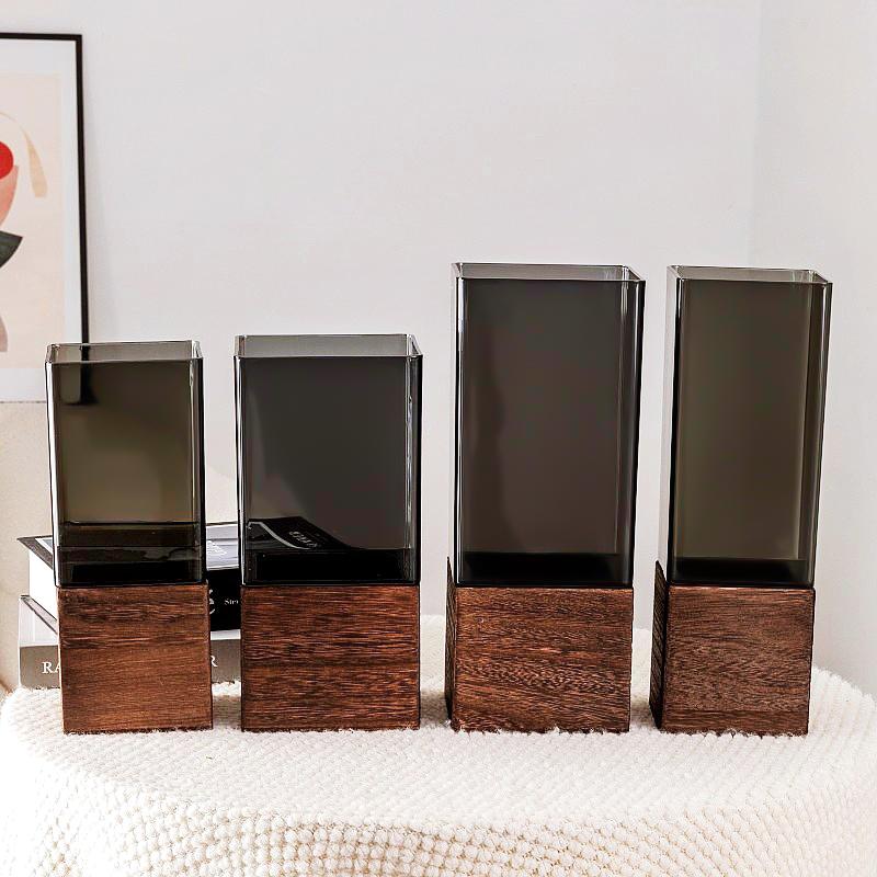 10/12x25/30cm Ornaments Multifunctional Acrylic Vase High-End Square Shape Elegant Home Decor Minimalist 1 Set