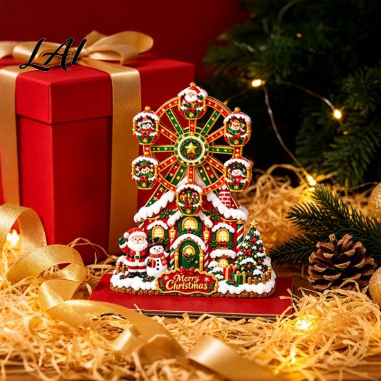 Holiday Home Wheel Desktop Christmas Ferris Interior Accents Ornament, 2D Wooden Gingerbread House Decorative