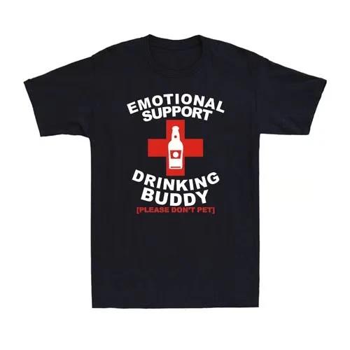 Emotional Support Drinking Buddy Pet Funny Saying Men s T-Shirt XL