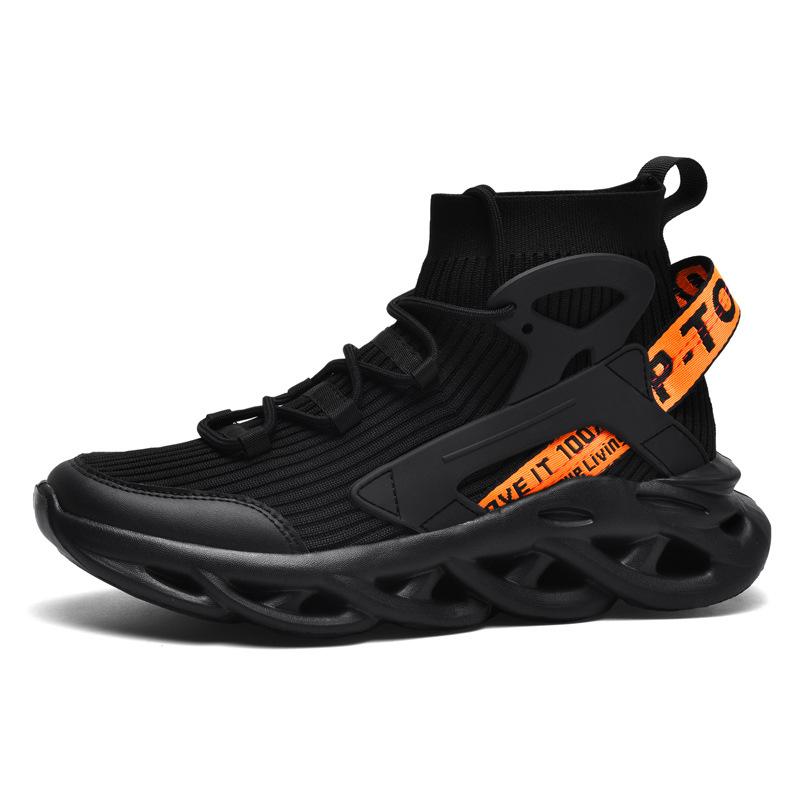 Large size men's dad shoes spring and summer fly-woven socks shoes high-top casual sneakers men's shoes