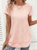 Spring Summer Textured Round Neck T-Shirt Short Sleeve Double Layer Hem Casual Top