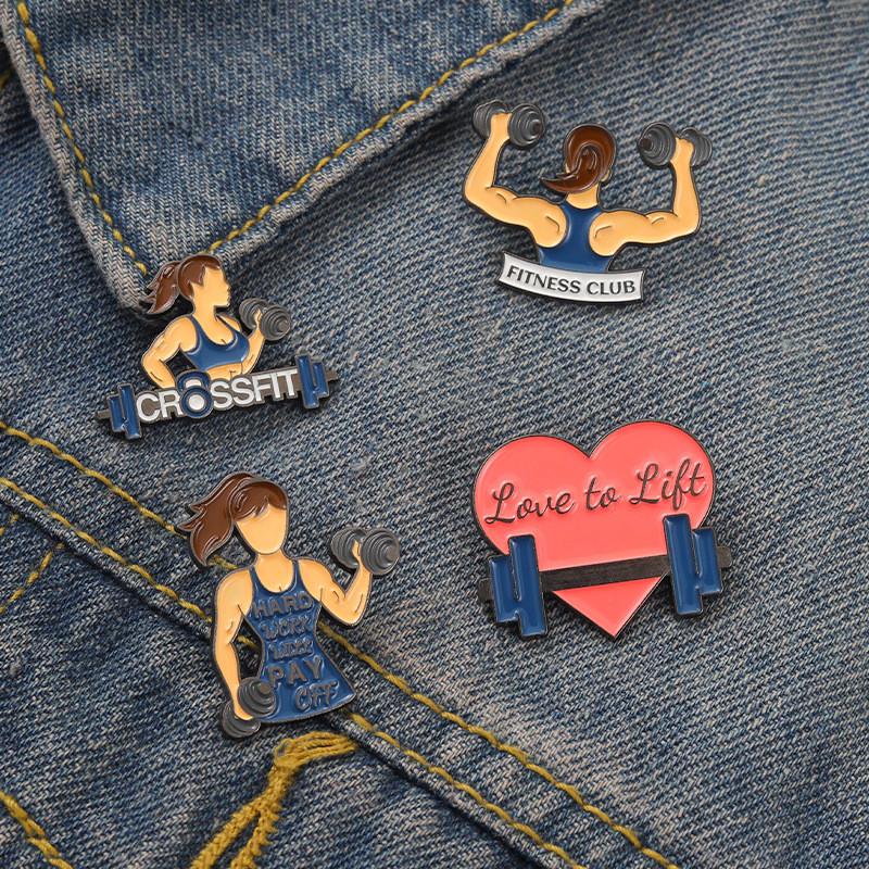 Fitness Adorable Series Brooch Featuring Heart Girl Unique Alloy Enamel Pin