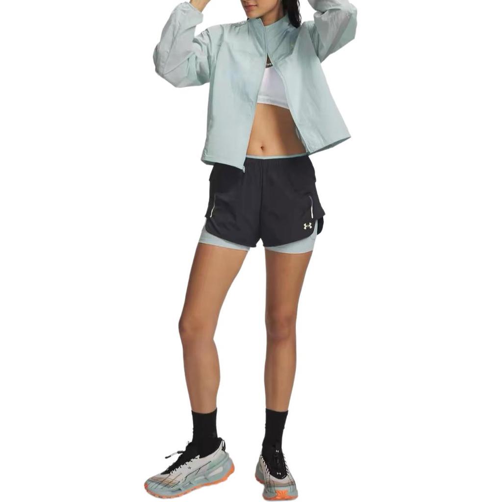Under Armour Mid-Rise Solid Color Elastic Sports Shorts Women shorts 6009168-016