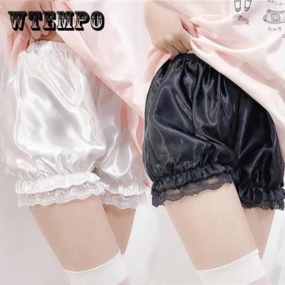 Pantalones de pijama de satén suave para mujer, pantalones cortos de encaje finos de seguridad para el hogar, pantalones cortos antiescape