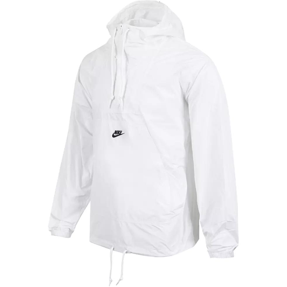 Nike Solid Color Logo Embroidered Hooded Pullover Loose Fit Drop Shoulder Long Sleeve Sweatshirt Men sweatshirt White FN3893-100