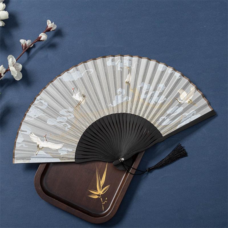 Fan Ancient Style Folding Fan Bamboo Folding Female Fan Chinese Style Hanfu Qipao Dance Fan Portable Small Fan