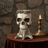 Retro Skull Ornament Gothic Vase, Spooky Resin Head Statue, Halloween Table Centerpiece Home Decor Flower Vessel for Shelf Mantel Decorative