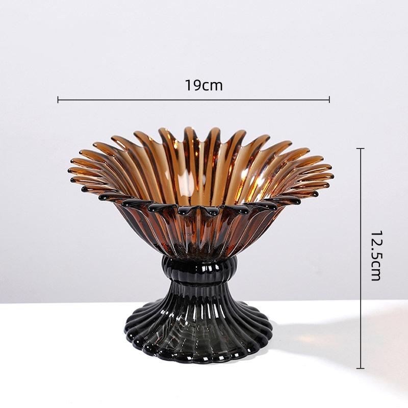 Glass High-sided Tray Geometric Petal Fruit Plate Desktop Storage Container Candy Bowl Trays Decorative Transparent Glass Bowl