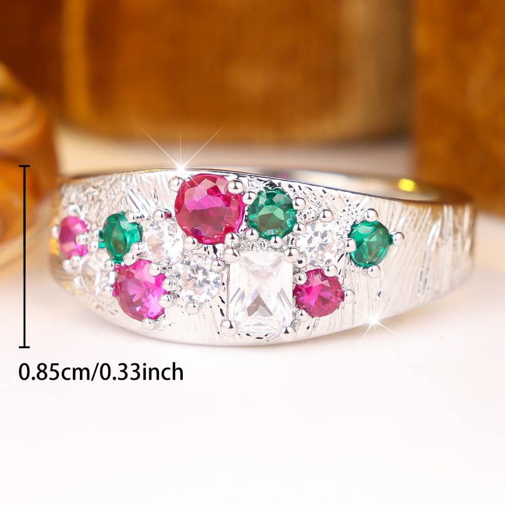 Gorgeous Silver Color Multi Zircon Cluster Ring for Women Daily Wear and Party