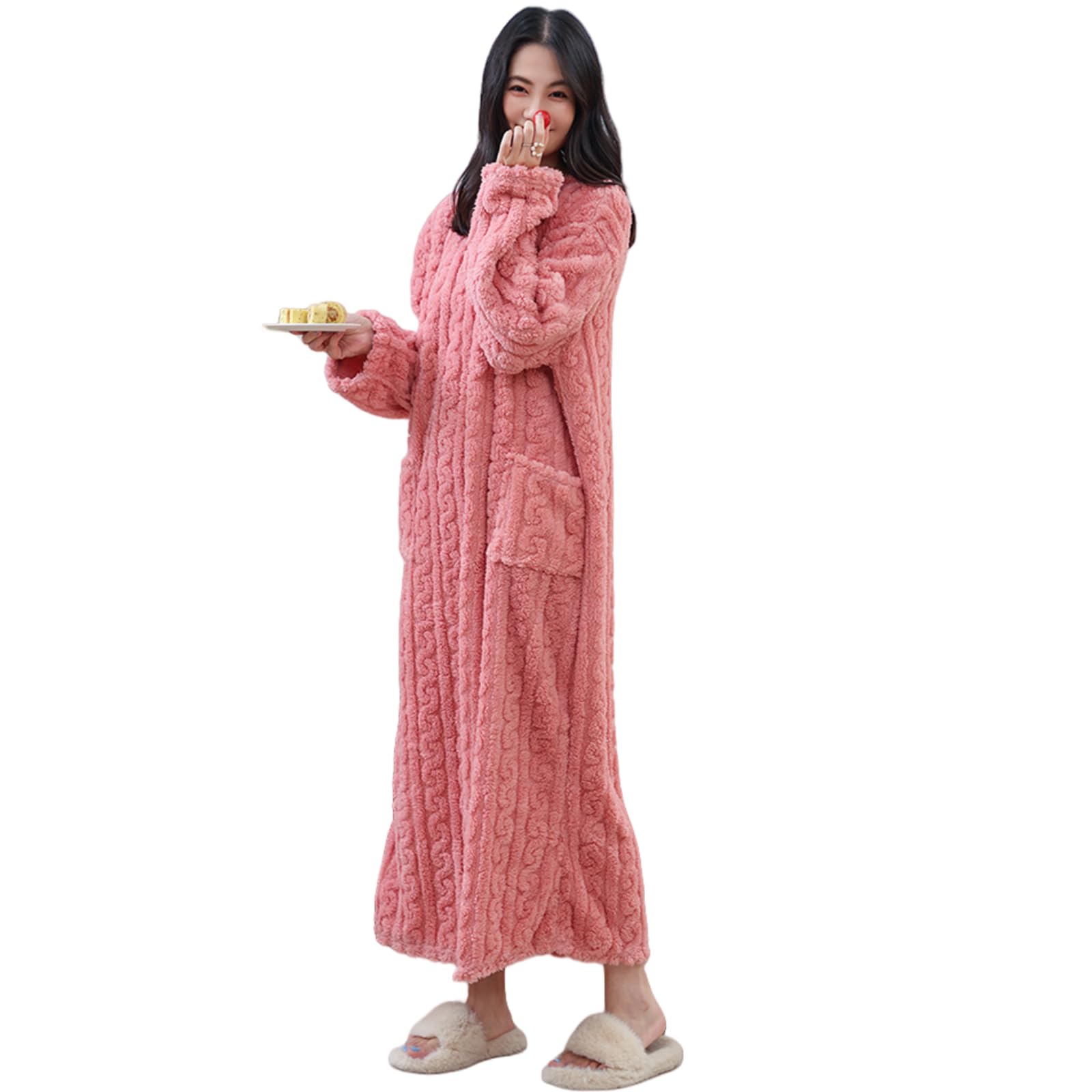 

Round Long Solid Thick Ribbed Soft to the Loose Elastic Lazy Winter [Guo.KK7] Women s Pajamas, Neck, Sleeves, Color, Pajamas, Breathable, Touch, Warm,