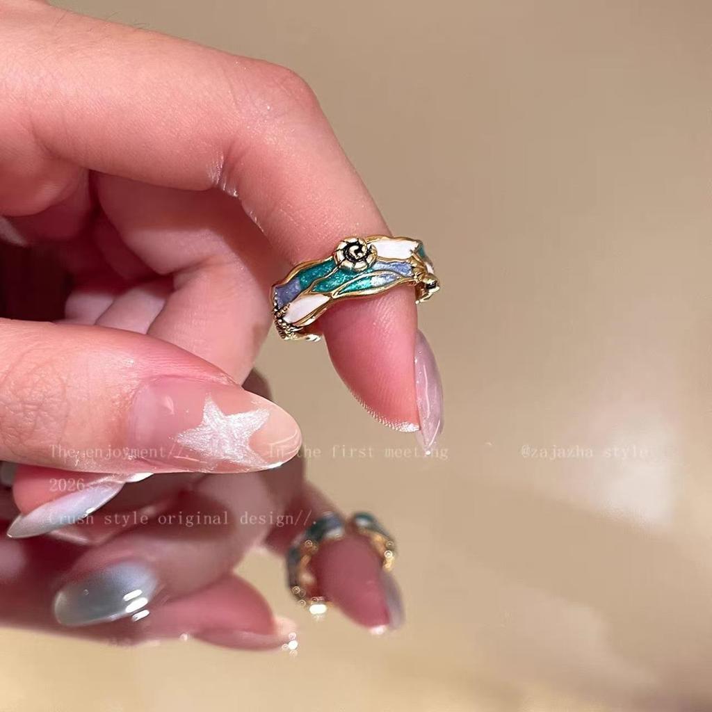 Retro Ocean Party Enamel Seashell & Pearl Starfish Ring for Women – Stackable Index Finger Jewelry