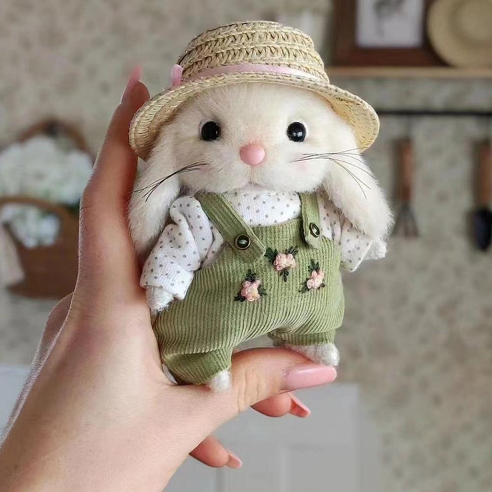 14cm Plush Stuffed Garden Bunny Plush Toys Handmade Clothes and Hats Gardener Little Rabbit Doll Christmas Gifts for Kids