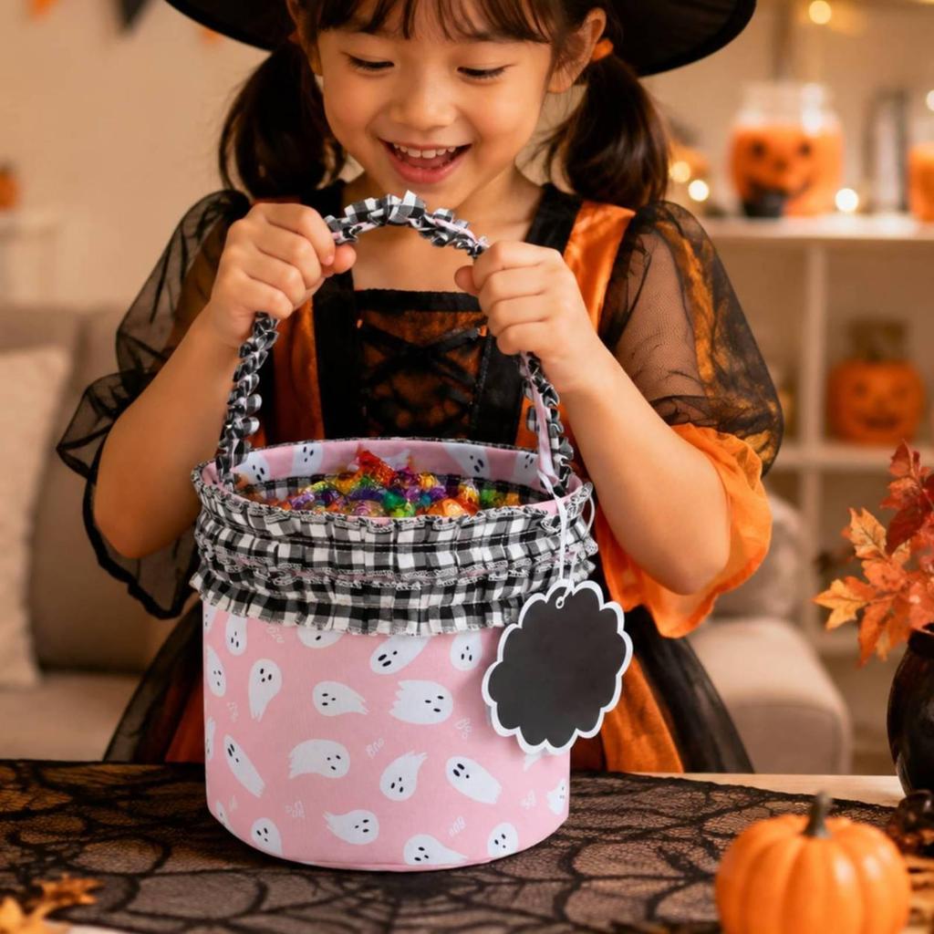 Textile Halloween Candy Basket Roomy for Seasonal Displays